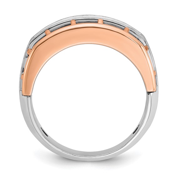 IBGoodman 14k White and Rose Gold Men's Polished Satin and Cut-Out 5-Stone Ring Mounting