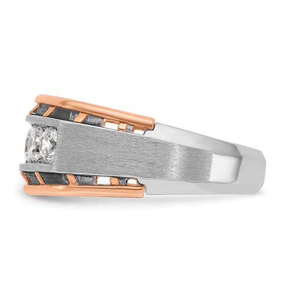 IBGoodman 14k White and Rose Gold Men's Polished Satin and Cut-Out 5-Stone Ring Mounting