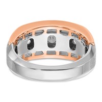 IBGoodman 14K Two Tone Rose and White Gold 1 Carat Lab Grown Diamond VS SI+ G+ Complete Satin Five Stone Cut Out Men's Ring view 5