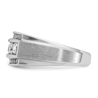 IBGoodman 14K White Gold 1.20 Carat Lab Grown Diamond VS SI+ G+ Complete Polished and Satin Three Row Men's Ring view 3