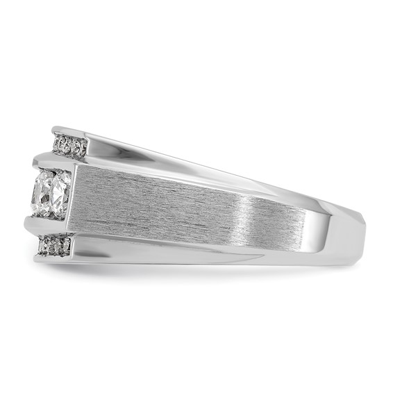IBGoodman 14k White Gold 1 1/5 carat Lab Grown Diamond VS/SI+ G+ Complete Polished and Satin Three Row Men's Ring