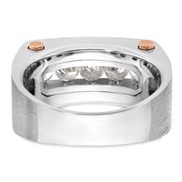 IBGoodman 14K Two Tone Rose and White Gold Ring with Black Rhodium 1 Carat Lab Grown Diamond VS SI+ G+ Five Stone Complete Polished Satin and Grooved Men's view 5