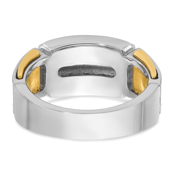 IBGoodman 14k Two-tone Men's Polished and Cut-Out 2-Row 1 Carat AA Quality Diamond Ring