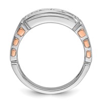 IBGoodman 14K Two Tone Rose and White Gold 1 Carat Lab Grown Diamond VS SI+ G+ Complete Two-Row Cut-Out Men's Ring view 2