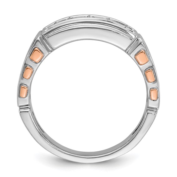 IBGoodman 14k White and Rose Gold Men's Polished and Cut-Out 2-Row Ring Mounting