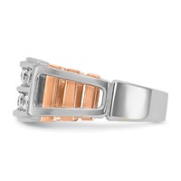 IBGoodman 14K Two Tone Rose and White Gold 1 Carat Lab Grown Diamond VS SI+ G+ Complete Two-Row Cut-Out Men's Ring view 3