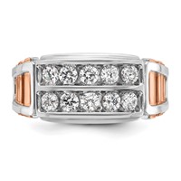 IBGoodman 14K Two Tone Rose and White Gold 1 Carat Lab Grown Diamond VS SI+ G+ Complete Two-Row Cut-Out Men's Ring view 4