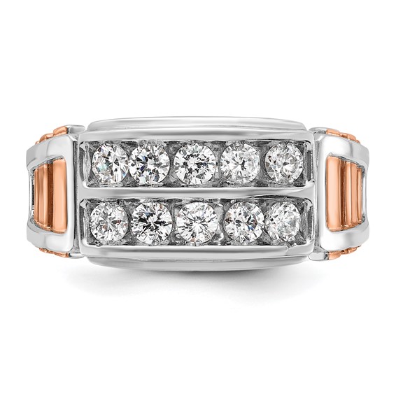 IBGoodman 14k White and Rose Gold Men's Polished and Cut-Out 2-Row Ring Mounting