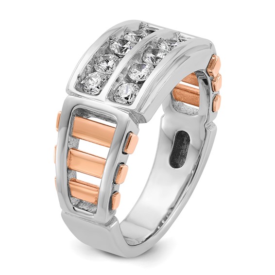 IBGoodman 14k White and Rose Gold Men's Polished and Cut-Out 2-Row Ring Mounting