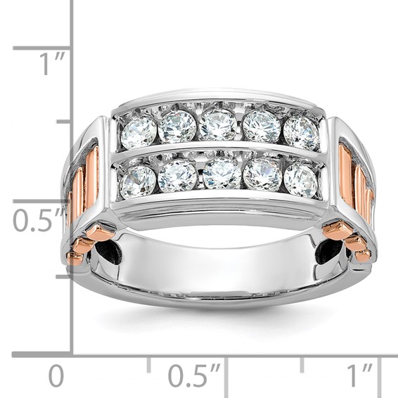 IBGoodman 14k White and Rose Gold Men's Polished and Cut-Out 2-Row Ring Mounting