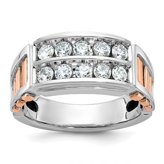 IBGoodman 14k White and Rose Gold Men's Polished and Cut-Out 2-Row Ring Mounting