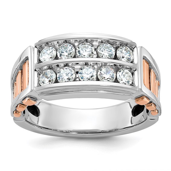 IBGoodman 14k White and Rose Gold Men's Polished and Cut-Out 2-Row Ring Mounting