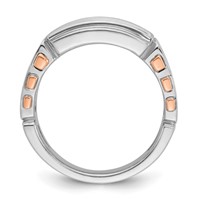 IBGoodman 14K Two Tone Rose and White Gold 1.62 Carat Lab Grown Diamond VS SI+ G+ Complete Three-Row Cut-Out Men's Ring view 2
