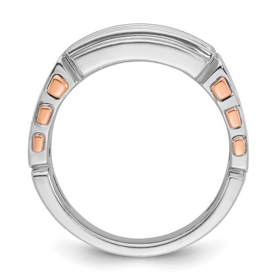 IBGoodman 14k Two Tone Rose and White Gold 1 5/8 carat Lab Grown Diamond VS/SI+ G+ Complete Three-Row Cut-Out Men's Ring