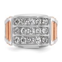 IBGoodman 14K Two Tone Rose and White Gold 1.62 Carat Lab Grown Diamond VS SI+ G+ Complete Three-Row Cut-Out Men's Ring view 4