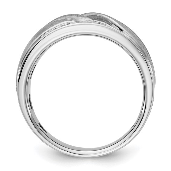 IBGoodman 14k White Gold Polished and Grooved Men's Ring Mounting