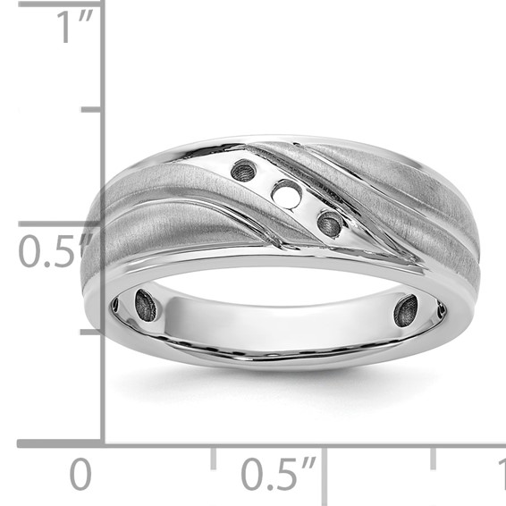 IBGoodman 14k White Gold Polished and Grooved Men's Ring Mounting