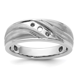 IBGoodman 14k White Gold Polished and Grooved Men's Ring Mounting