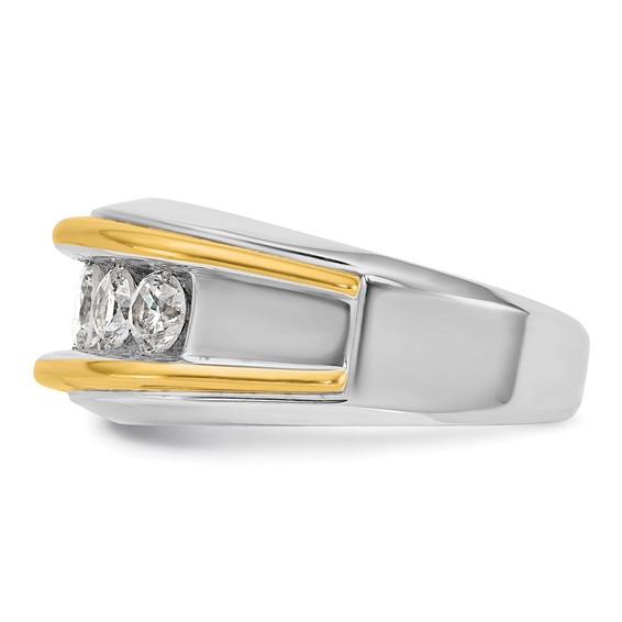 IBGoodman 14k Two-tone 1 1/2 carat Lab Grown Diamond VS/SI+ G+ Complete Men's Ring
