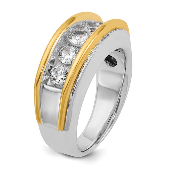 IBGoodman 14k Two-tone 1 1/2 carat Lab Grown Diamond VS/SI+ G+ Complete Men's Ring