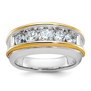 IBGoodman 14k Two-tone 1 1/2 carat Lab Grown Diamond VS/SI+ G+ Complete Men's Ring