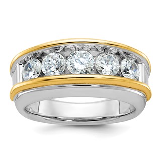 IBGoodman 10k Two-tone Men's Polished 5-Stone 2 Carat A Quality Diamond Ring
