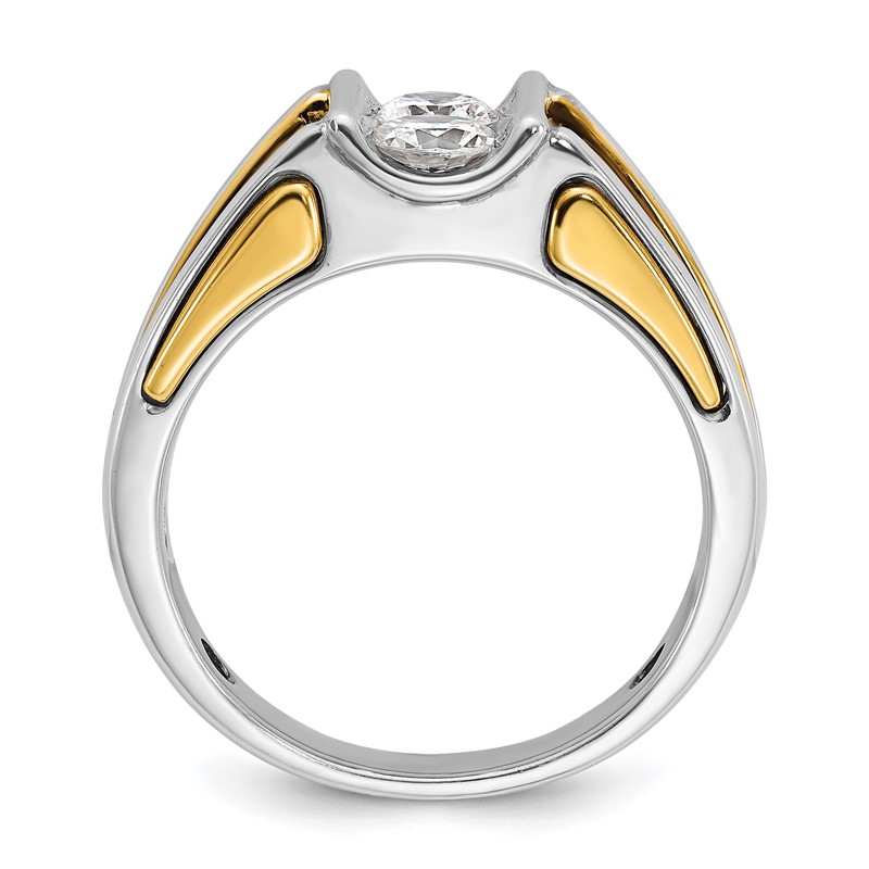 IBGoodman 14k Two-Tone 3/4 carat Lab Grown Diamond VS/SI+ G+ Complete Men's Ring