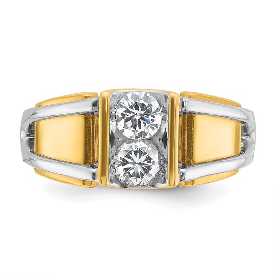IBGoodman 14k Two-Tone 3/4 carat Lab Grown Diamond VS/SI+ G+ Complete Men's Ring