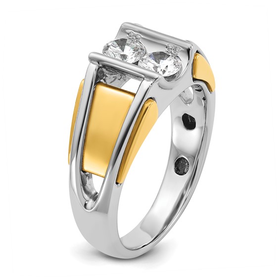 IBGoodman 14k Two-Tone 3/4 carat Lab Grown Diamond VS/SI+ G+ Complete Men's Ring