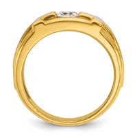 IBGoodman 14K Two Tone 0.50 Carat Lab Grown Diamond VS SI+ G+ Complete Polished Satin and Cut Out Men's Cross Ring view 2
