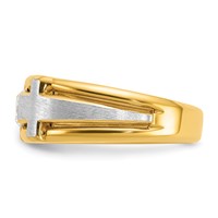IBGoodman 14K Two Tone 0.50 Carat Lab Grown Diamond VS SI+ G+ Complete Polished Satin and Cut Out Men's Cross Ring view 3