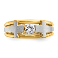 IBGoodman 14K Two Tone 0.50 Carat Lab Grown Diamond VS SI+ G+ Complete Polished Satin and Cut Out Men's Cross Ring view 4