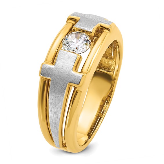 IBGoodman 14k Two-tone Men's Polished Satin and Cut-Out Cross Ring Mounting