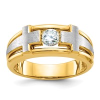 IBGoodman 14K Two Tone 0.50 Carat Lab Grown Diamond VS SI+ G+ Complete Polished Satin and Cut Out Men's Cross Ring view 1