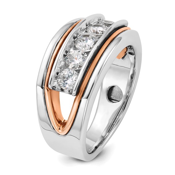IBGoodman 14k Two-tone Men's Polished Cut-Out 5-Stone Ring Mounting