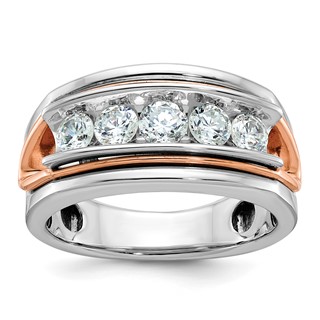 IBGoodman 14k Two-tone Men's Polished Cut-Out 5-Stone Ring Mounting