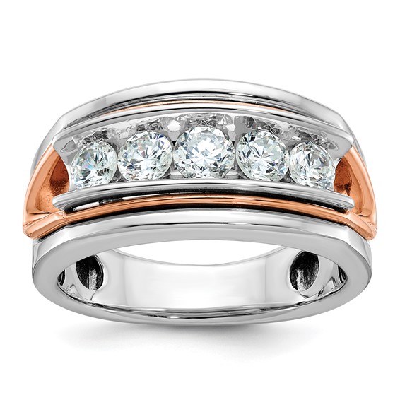 IBGoodman 14k Two-tone Men's Polished Cut-Out 5-Stone Ring Mounting