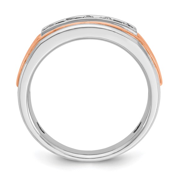 IB Goodman 14k Rose and White Gold Mens Polished Channel-set 5-Stone 1/2 Carat AA Diamond Ring