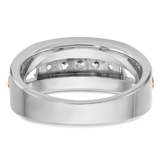 IB Goodman 14k Rose and White Gold Mens Polished Channel-set 5-Stone 1/2 Carat AA Diamond Ring