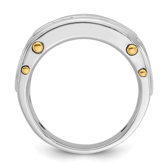 IBGoodman 14k Two-tone 1 carat Lab Grown Diamond VS/SI+ G+ Five Stone Complete Polished and Cut Out Men's Ring