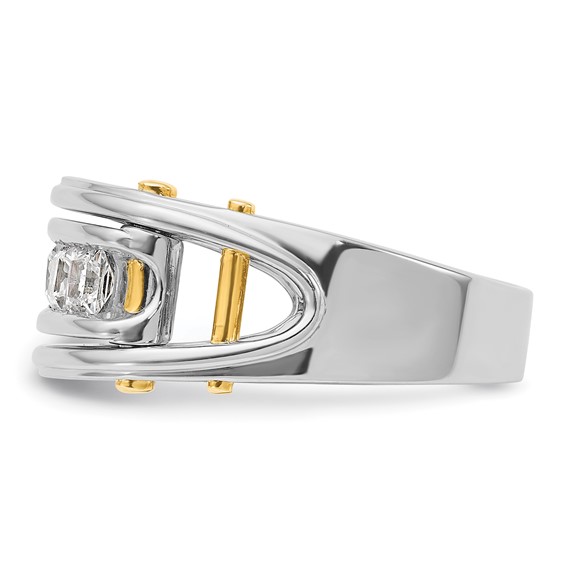 IBGoodman 14k Two-tone 1 carat Lab Grown Diamond VS/SI+ G+ Five Stone Complete Polished and Cut Out Men's Ring