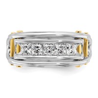 IBGoodman 14K Two-tone 1 Carat Lab Grown Diamond VS SI+ G+ Five Stone Complete Polished and Cut Out Men's Ring view 4