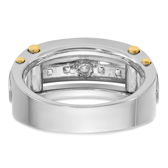 IBGoodman 14k Two-tone 1 carat Lab Grown Diamond VS/SI+ G+ Five Stone Complete Polished and Cut Out Men's Ring