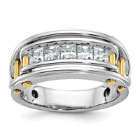 IBGoodman 14K Two-tone 1 Carat Lab Grown Diamond VS SI+ G+ Five Stone Complete Polished and Cut Out Men's Ring view 1