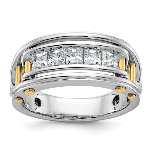 IBGoodman 14K Two-tone 1 Carat Lab Grown Diamond VS SI+ G+ Five Stone Complete Polished and Cut Out Men's Ring
