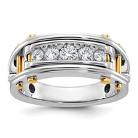 IBGoodman 14K Two-tone 0.50 Carat Lab Grown Diamond VS SI+ G+ Five Stone Complete Polished and Cut Out Men's Ring view 1