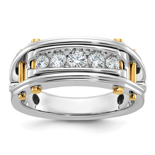 IBGoodman 14K Two-tone 0.50 Carat Lab Grown Diamond VS SI+ G+ Five Stone Complete Polished and Cut Out Men's Ring