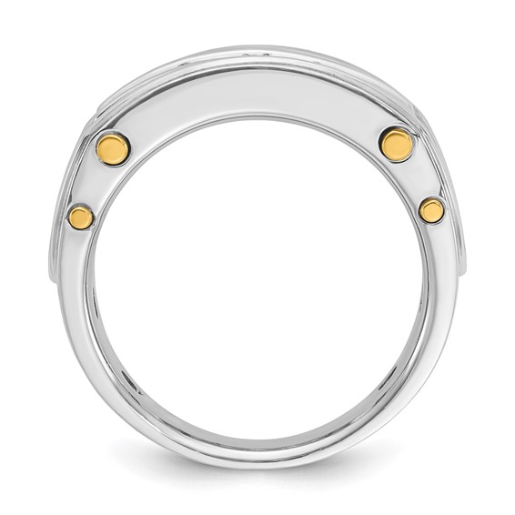 IB Goodman 14k Two-tone Mens Polished Grooved Channel-set 5-Stone 1 Carat AA Diamond Ring