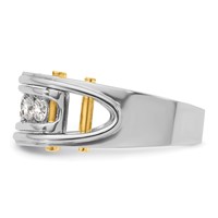IBGoodman 14K Two-tone 1 Carat Lab Grown Diamond VS SI+ G+ Five Stone Complete Polished and Cut Out Men's Ring view 3