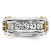 IBGoodman 14K Two-tone 1 Carat Lab Grown Diamond VS SI+ G+ Five Stone Complete Polished and Cut Out Men's Ring view 4